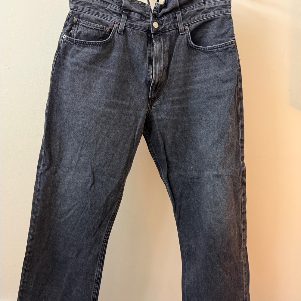 Agolde Women's Washed Black Straight Jeans